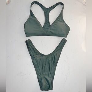 Aerie Green High Leg Bikini Set